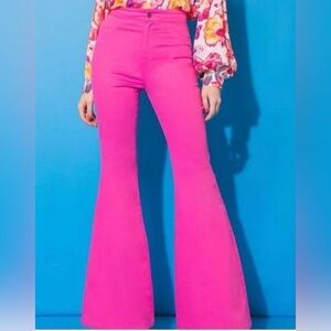 JC & JQ Bright hot Pink High-Waist flare bell bottom Jeans Size S